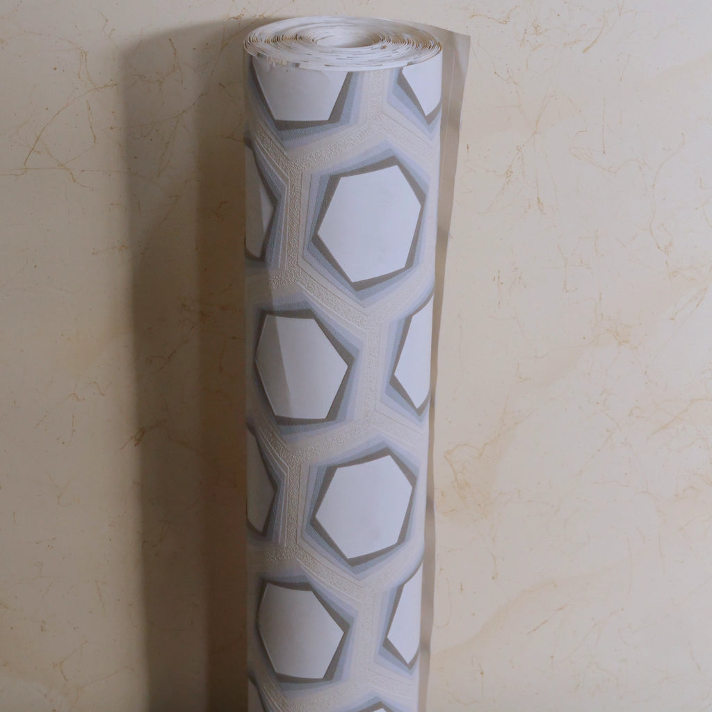 Hexagon ecru blue (per rol)