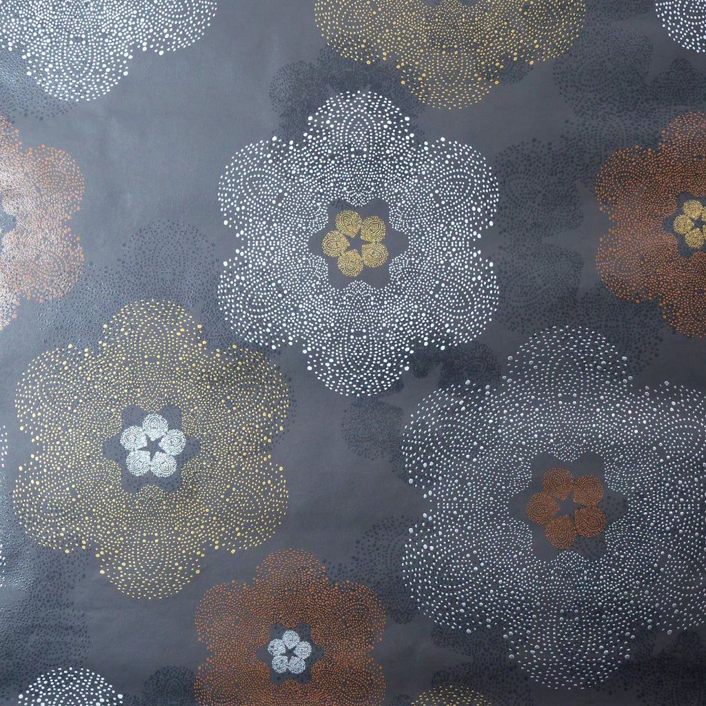 Gestipte bloemen bruin (set van 3 rollen)