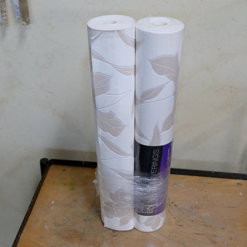 Bloemen taupe (set van 2 rollen)