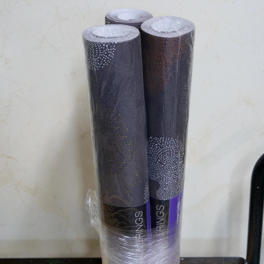 Gestipte bloemen bruin (set van 3 rollen)