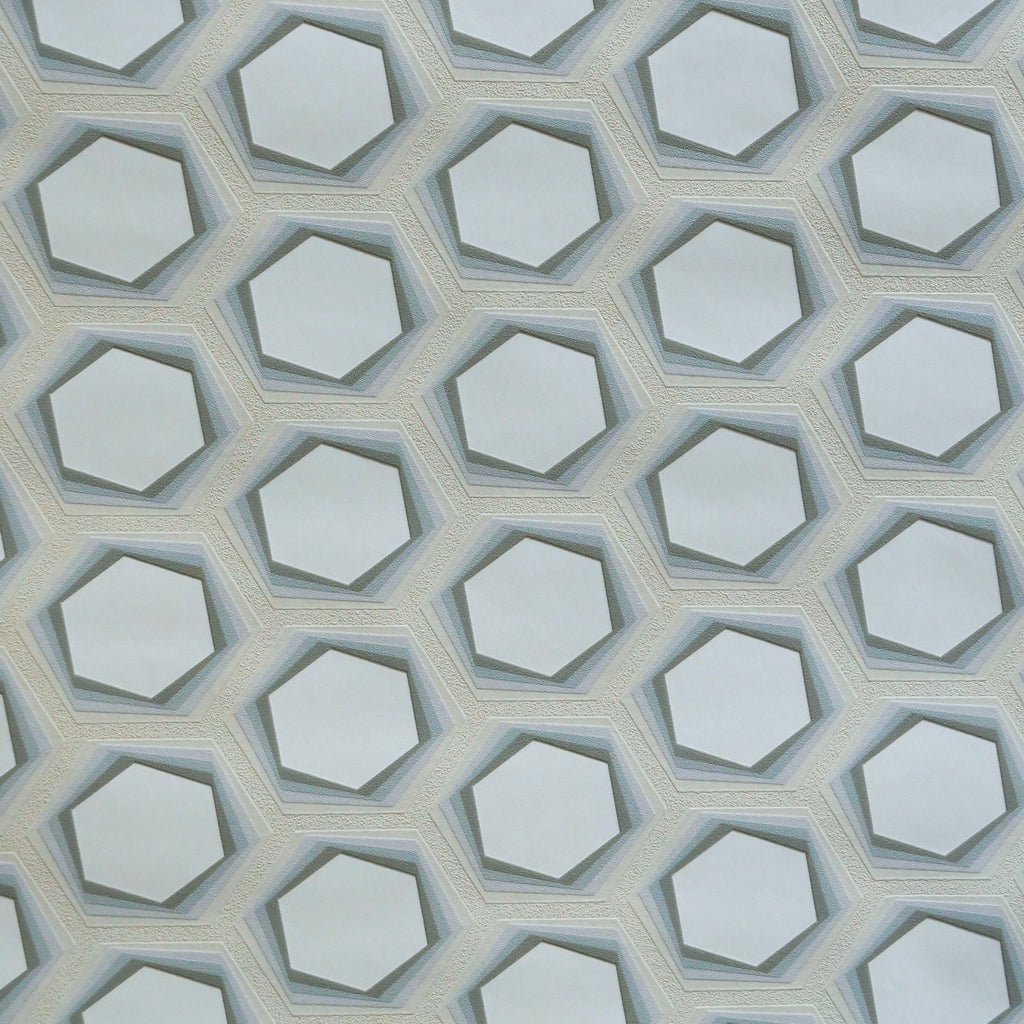 Hexagon ecru blue (per rol)