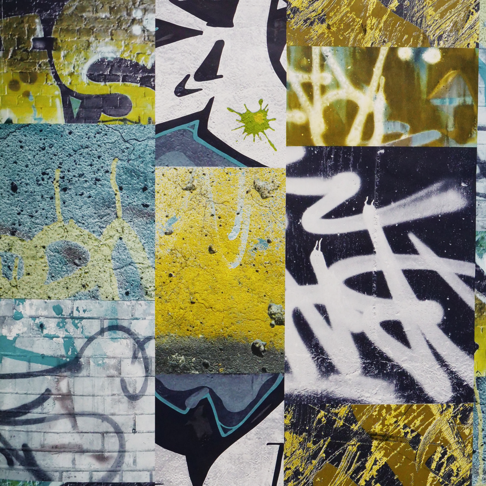 Graffiti vlakken blauw groen (set van 2 rollen)