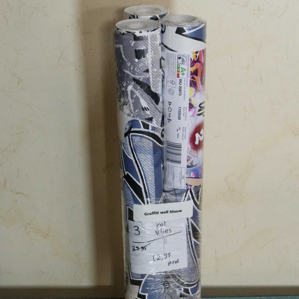 Graffiti wall blauw (set van 3 rollen)