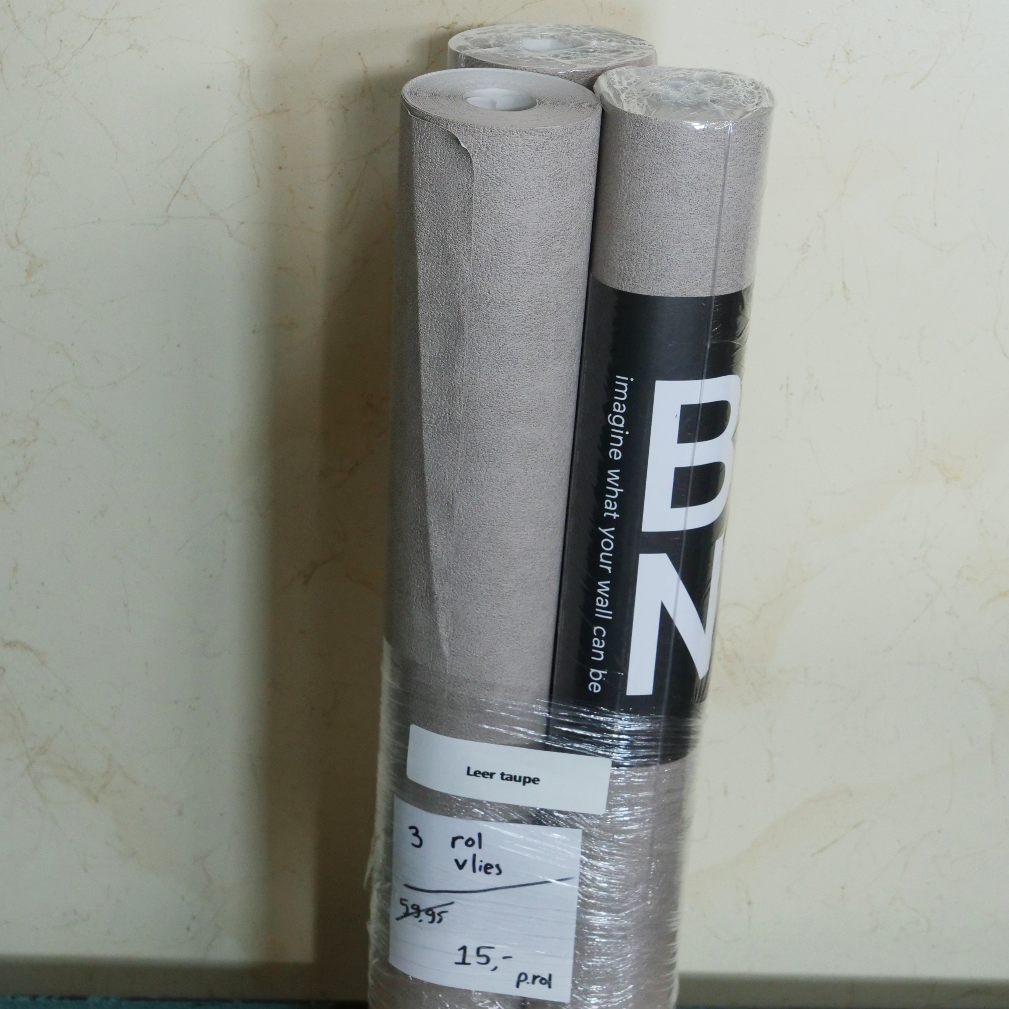 Leer taupe (set van 3 rollen)