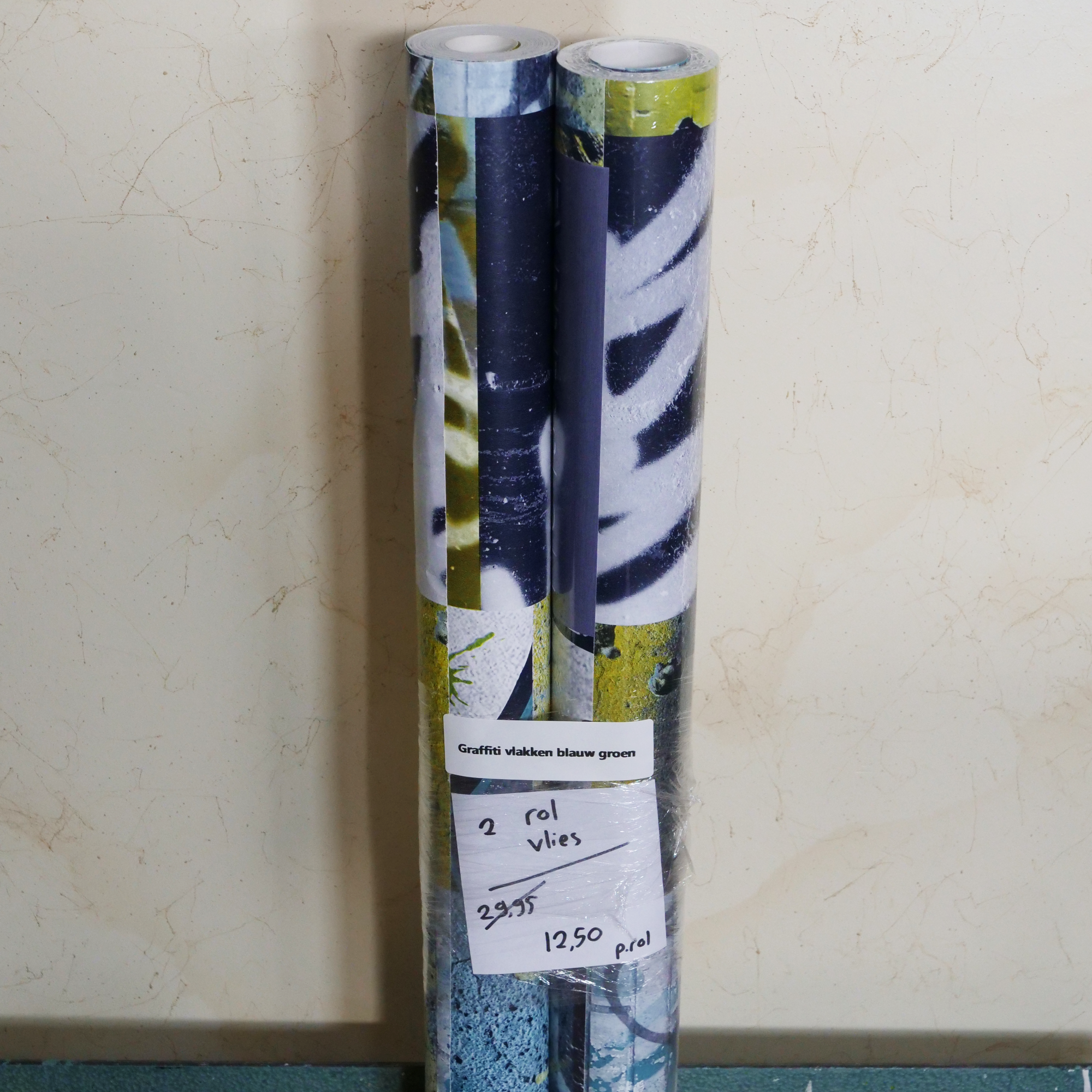 Graffiti vlakken blauw groen (set van 2 rollen)