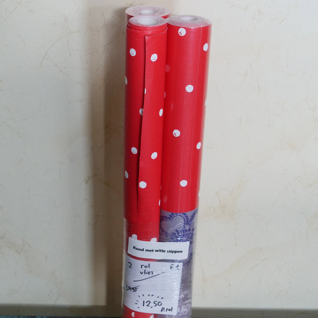 Rood met wite stippen (per rol)