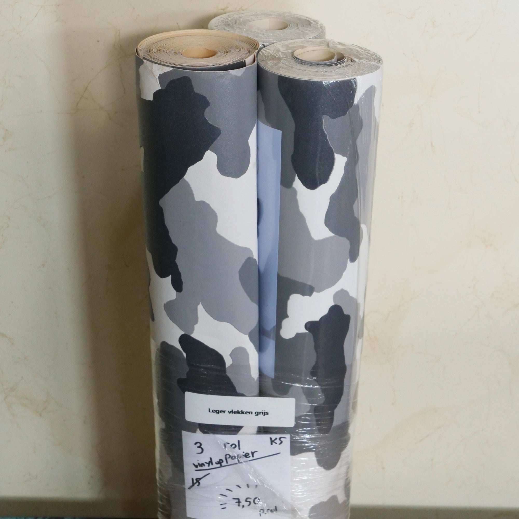 Leger vlekken grijs (per rol)