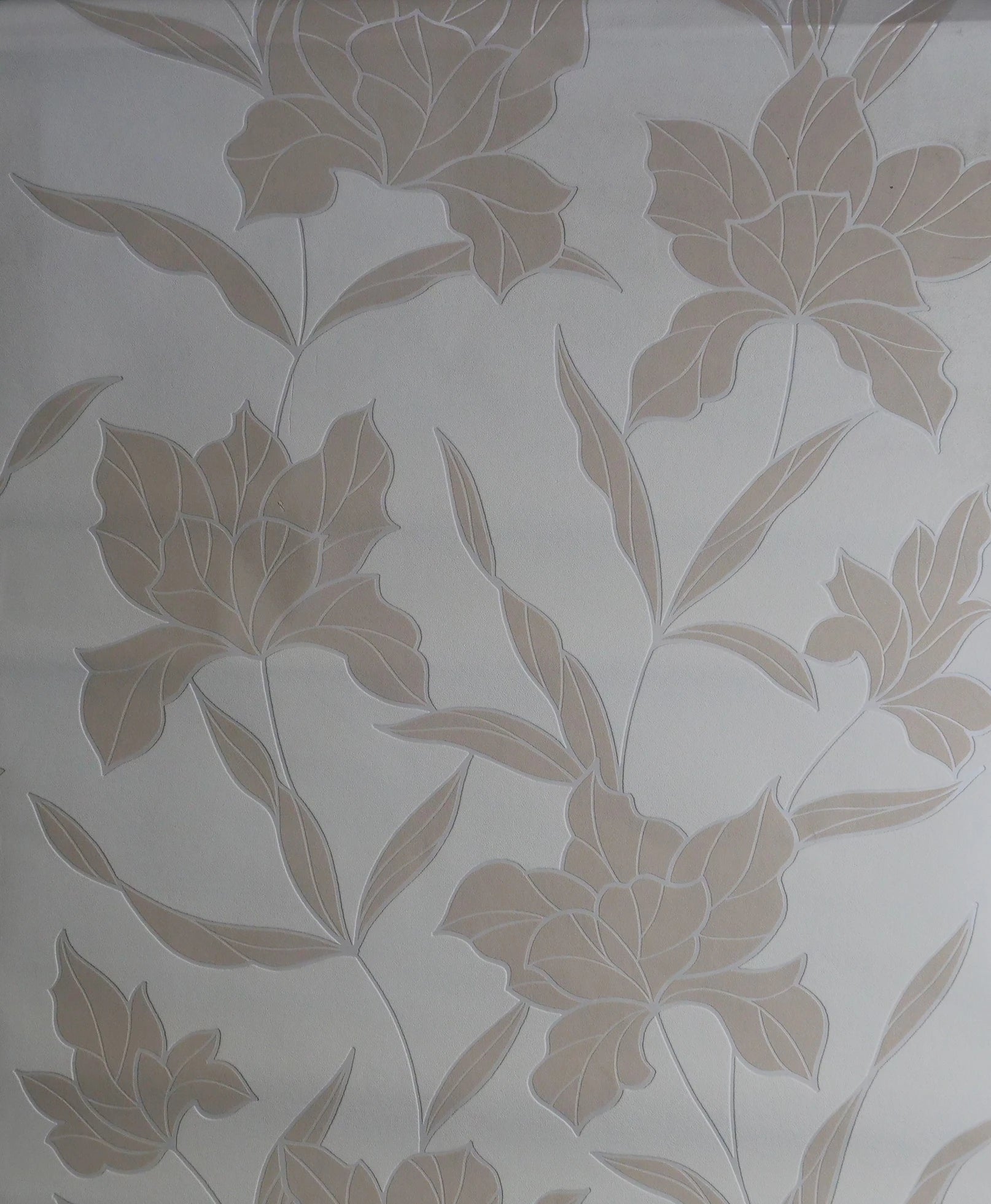 Bloemen taupe (set van 2 rollen) Hoofdafbeelding